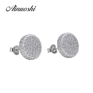 AINUOSHI 925 Sterling Silver Earring Femmes Mariage Halo Silver Stud Anniversaire Cadeau pendientes plata de ley 925 mujer Y200106