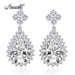 AINUOSHI 925 Sterling Silver Pear Cut 10x14mm CZ Halo Stud 5CT Silver Water Boucle d'oreille pour les femmes Bijoux de fête de mariage Y200106