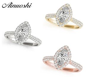 Ainuoshi 925 Sterling Silver Women Wedding verlovingsringen Halo Marquise Cut Bridal Rings Anniversary Silver Party Sieraden Gift Y2437157