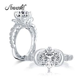 AINUOSHI Mode 925 Sterling Silver 2ct Round Cut Halo Bague de Fiançailles Simulé Diamant Mariage 9.0mm Bague De Mariée Bijoux Cadeau Y200106