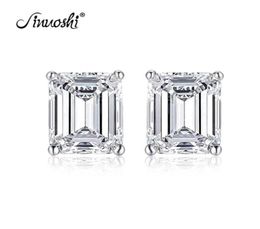 Ainuoshi Fashion 925 Sterling Silver Emerald Cut 8x10mm CZ Boucles d'oreilles 3Ct Silver Stud Orear Femme Femme de mariage Jewery Gift Y7233987
