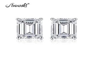 Ainuoshi Fashion 925 Sterling Silver Emerald Cut 8x10mm CZ Boucles d'oreilles 3Ct Silver Stud Orear Femme Femme de mariage Jewery Gift Y6890314