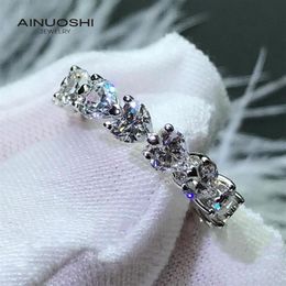 AINUOSHI – bagues de fiançailles en diamant SONA en forme de cœur, cadeaux d'éternité pour femmes en argent Sterling 925, bagues d'ouverture de vie gardienne236D