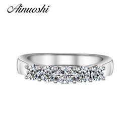 AINUOSHI SONA Forage Pierres Argent Bague de Fiançailles Bague de Mariage Ronde Coupe En Gros 925 En Argent Sterling Promesse Bague De Mariée Cadeau Y200106