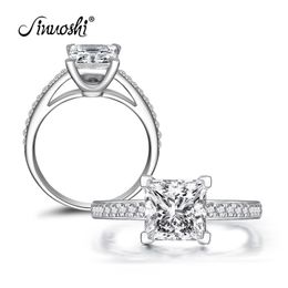 AINUOSHI Trendy 925 Sterling Silver Wedding Halo Ring Wholesale 1.6 Ct Princess Cut Band Bijoux pour Lovers Promise Engagement Y200106