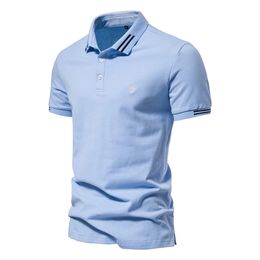 Marca AIOPEON, polos 100% de algodón para hombre, polos informales de manga corta de Color sólido para hombre, ropa de diseñador de verano para hombre 240109