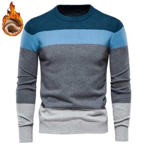 AIOPESON 100% algodón Slim Fit suéteres hombres Casual calidad más terciopelo suéteres suéter masculino invierno moda suéteres para hombres 211221
