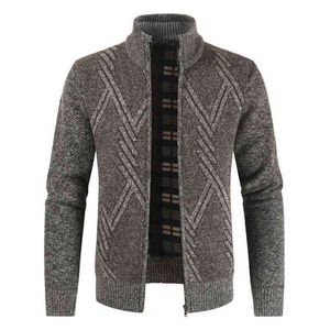 AIOPESON Automne Hiver Mens Pull Casual Stand Collier Épais Cardigan Mode Manteaux Chauds 210809