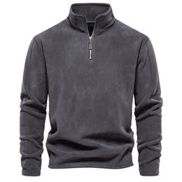 AIOPESON marque qualité épaissir chaud polaire veste pour hommes fermeture éclair cou pull hommes sweat coque souple 240125