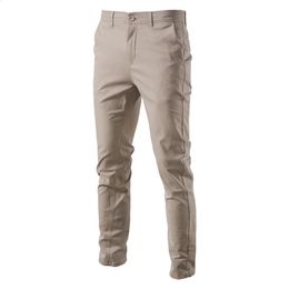 AIOPESON décontracté coton hommes pantalon couleur unie coupe ajustée hommes pantalon printemps automne haute qualité classique affaires 240129