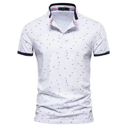 Aiopeson Polo à imprimé décontracté Men Hommes Slim Fit Stand Collar Cotton Mens T-shirt Summer High Quality Classic Men Vêtements 240520