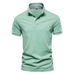 Aiopeson Cotton Mens Polos Color sólido Camisa de polo Camisa Hombres de manga corta de alta calidad Social Social 240507