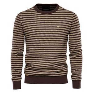 AIOPESON Coton Pull rayé Hommes Casual Mode Pulls chauds tricotés Pulls pour hommes Pull d'hiver de haute qualité pour hommes 211221