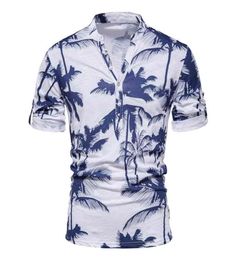 Aiopeson Hawaii Style Tshirts Men Summer Casual Stand Collar 100 Coton S T-shirt Fashion High Quality Vêtements 2107079249153