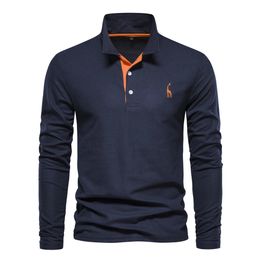 Aiopeson Mens Deer Embroderie Polo