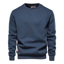 AIOPESON Plus velours épissé sweats hommes décontracté basique couleur unie pulls s à capuche automne hiver sweat pour 220402