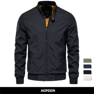 AIOPESON, chaqueta de béisbol de Color sólido, chaqueta informal de bombardero con cuello levantado para hombre, chaquetas de otoño de alta calidad ajustadas para 220810