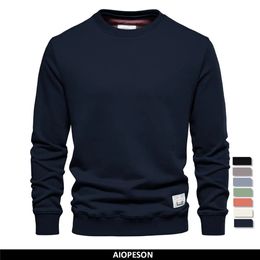 AIOPESON Streetwear coton hommes sweat décontracté couleur unie à manches longues printemps hommes qualité classique hommes vêtements 240102