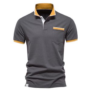 AIOPESON Summer Cotton Polo Shirts Men Short Sleeve Polo Men Brand High Quality Casual Social Pocket Shirt for Men 220408