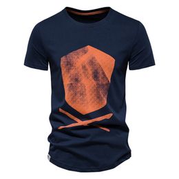 Aiopeson Zomer katoenen t -shirts voor mannen korte mouw op de top tops T -shirts casual streetwear mode bedrukte mannen t shirts 220704