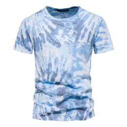 Aiopeson Tie Dye Mens T -shirt 100% Cotton Oneck Hawaii T -shirt voor mannen Hoogwaardige tops TEES FASHIER Zomer Herenkleding 220704