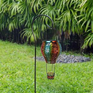 Luchtballon Solar Lantaarn Lamp Buiten Waterdichte Metalen Hanglampen LED Tuin Yard Patio Decor Power Light 231227