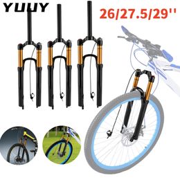 Fourche de Suspension avant de vélo pneumatique, vtt, contrôle de fil d'épaule, Tube conique droit, verrouillage 26 275 29 240228