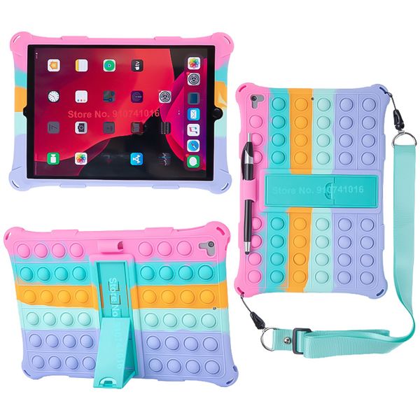 Air-Bubble Decompression Design Tablet PC Bag Case pour iPad Air Mini 1 2 3 4 5 6 Pro 11 9.7 10.5 10.2 6e 7e 8e 9e génération 2019 2020 2021 Couverture arrière en silicone avec support