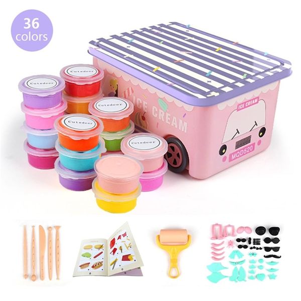 Kit de arcilla seca al aire para niños, 36 colores para modelar masa artesanal de bricolaje, juego de plastilina súper ligero y muchas herramientas para hacer para niñas y niños 201226