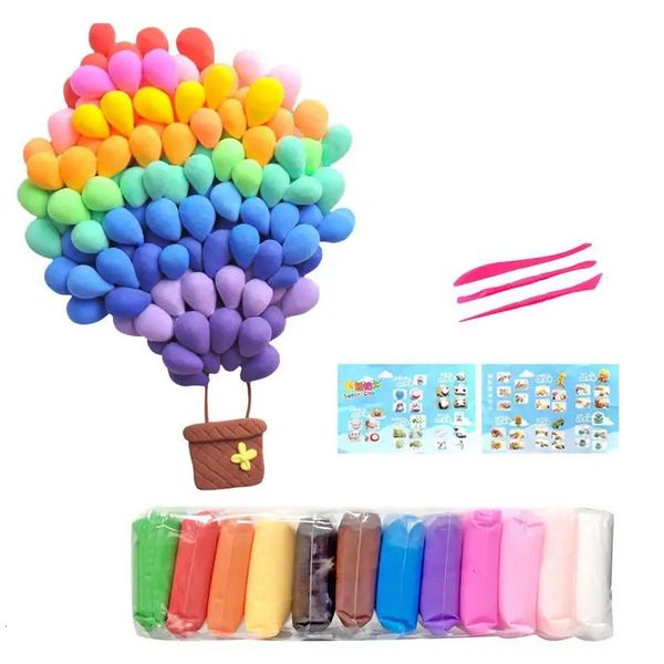 Plastilina de arcilla seca al aire, plástico ultraligero con 3 herramientas, 12 colores, kits de manualidades y manualidades para modelado para niños 240124