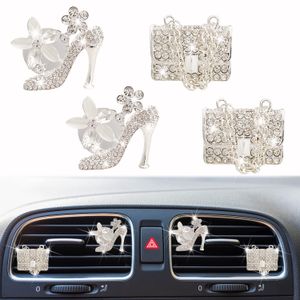 Ambientador Bling Zapatos de tacón alto y bolsa Clips de ventilación Ambientadores de cristal para coche Clip difusor Decoración de diamantes de imitación Int Lulubaby Amr5D