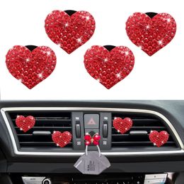 Ambientador Bling Red Lips Vent Clips Heart Shape Crystal Car Clip Charms Ambientadores para mujeres Rhinestone Difusor Cute De Lulubaby Amjbr