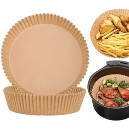 Doublure en papier jetable pour friteuse à air, bol en papier parchemin antiadhésif, plats pour la friture, la cuisson, le rôtissage et le micro-ondes, non blanchi, résistant à l'huile, 6,3 pouces P0906