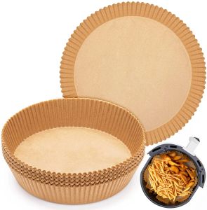 Friteuse à air Doublure en papier jetable Bol en papier parchemin antiadhésif Plats pour la friture Cuisson Cuisson Rôtissage et micro-ondes non blanchis