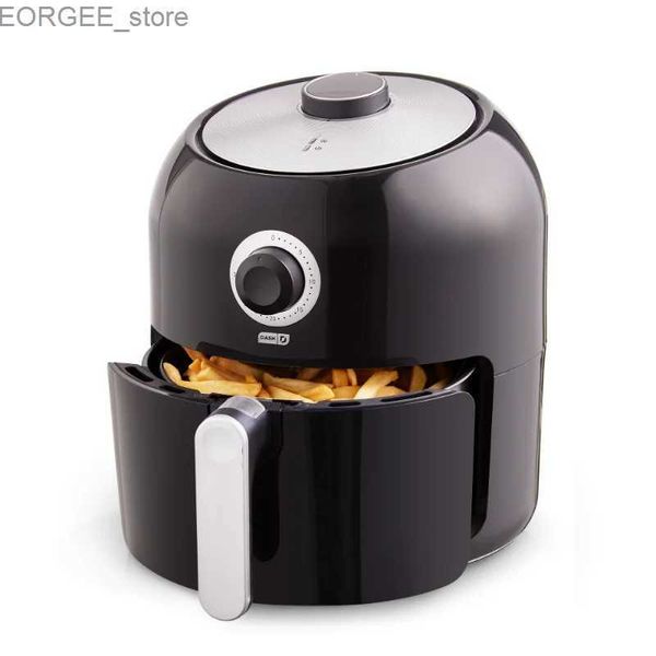 Fryers Air Zaoxi Fryer à air avec contrôle de température Guide de recette du panier sans bâton + Arrêt automatique 6 Quarts Black Y240402