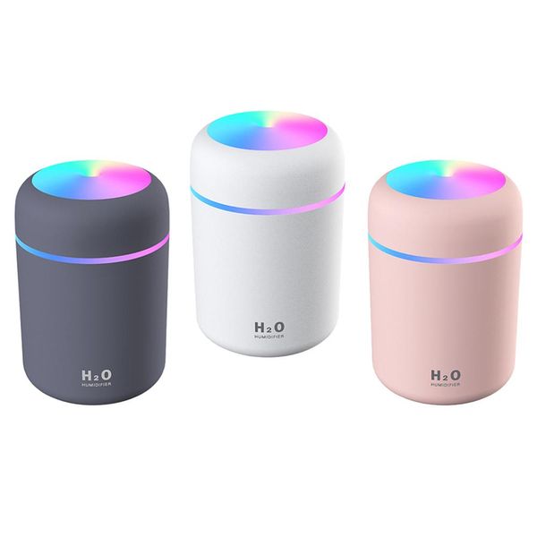 Humidificateur d'air 300ml diffuseur d'huile essentielle d'arôme à ultrasons Mini USB Cool Mist Maker aromathérapie avec lumière colorée maison de voiture