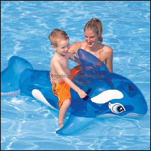 Équipement de plage de gonflage d'air Sports de plein air Intex American 58523 jouet gonflable d'équitation de baleine bleue transparente 5210 Q2 Drop Deliver