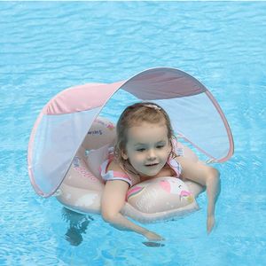 Luchtinflatiespeelgoed Babyzwemmen Drijvende opblaasbare ring Babyzwemmende ring met zonnescherm Kinderzwembad Badaccessoires Zomerspeelgoed 231017