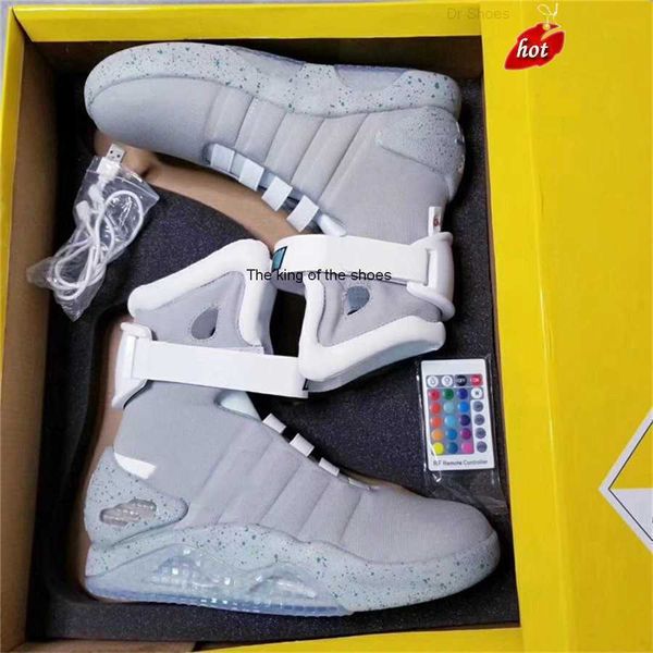 Air Mag Sneakers Marty Mcfly's air mags Led Shoes Man Back To The Future Glow In The Dark Grey Botas Mcflys Sneaker con Box Top