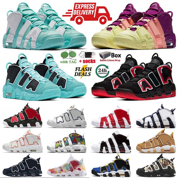 Air More Uptempos 96 Zapatos casuales Negro Royal Action Grape Light Aqua Valerian Battle Blue Volt Blanco Tatal Orange Hoops Barley Green Trainer Zapatillas de deporte