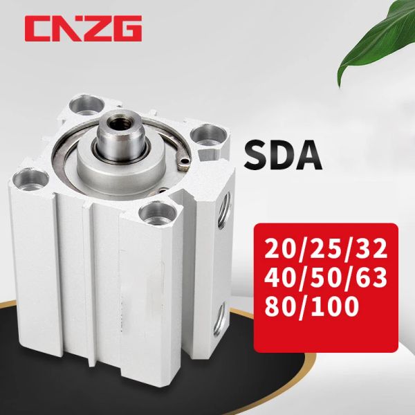 Cylindre pneumatique d'air dans le Spring SDA compact Airtac Type 16 20 25 32 40 50 63 mm à 5 10 15 20 25 30 35 40 45 50 TRAD