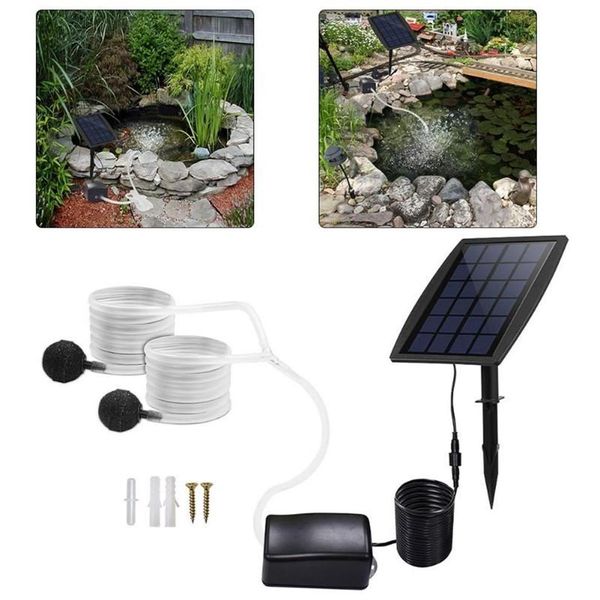 Accessoires de pompes à air Kit de pompe solaire insérant un aérateur d'oxygénateur d'eau souterraine avec des tuyaux d'oxygène pierre pour étang poissons jardin 282O