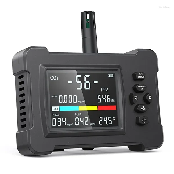Air Quality Monitor actualizado Detector de CO2 del sensor preciso 8 en 1 para formaldehído PM2.5/PM10
