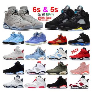 5s Black cat Georgetown 6s Basketbalschoenen Toro Bravo 6 UNC 5s Aqua Infrared Fird Red Oreo Bred Hare Jade Raging Bull 5 Michigan Cool Grey Heren met doos Zwart Metallic