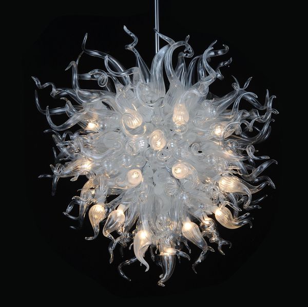 Lámparas colgantes 100% soplado a boca Borosilicato Murano Glass Art Chandeliers Lámpara colgante Lámpara de vidrio transparente Bola de iluminación interior