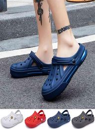 Airavata Ks Sandals Hole Chaussures Couple Slippers Summer Men's Femme's plage plate creux de face souriante Boucle 2109034677855