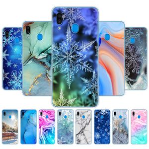 Pour Samsung Galaxy M20 étui silicone souple TPU couverture de téléphone arrière pour SM-M205F Coque marbre flocon de neige hiver noël