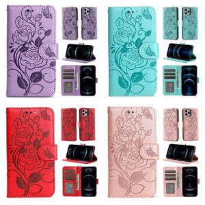 Estuches de billetera de cuero con estampado de flores rosas para Samsung A54 A34 A24 5G Galaxy A14 A04E Marco de fotos Moda floral Tarjeta de identificación de crédito Ranura para teléfono Bolsa para teléfono Soporte Monedero