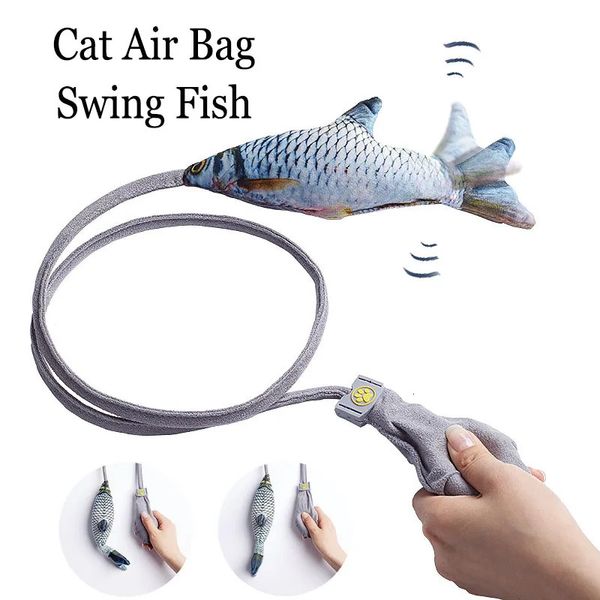 Airbag Swing Poisson Jouets Chat Jouet Interactif En Peluche Queue De Chien Chat Bâton Teaser Baguettes Manuellement Chats À Mâcher Morsure Jouet Jeux Fournitures Pour Animaux De Compagnie 240315