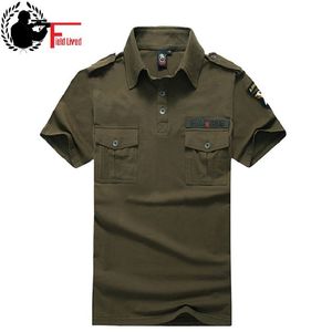 Airborne Men's Tshirt Military Style Army Leisure with Epaulets Short Sleeve Tactical T Shirt Uniform Male T-shirt Fashion 210518